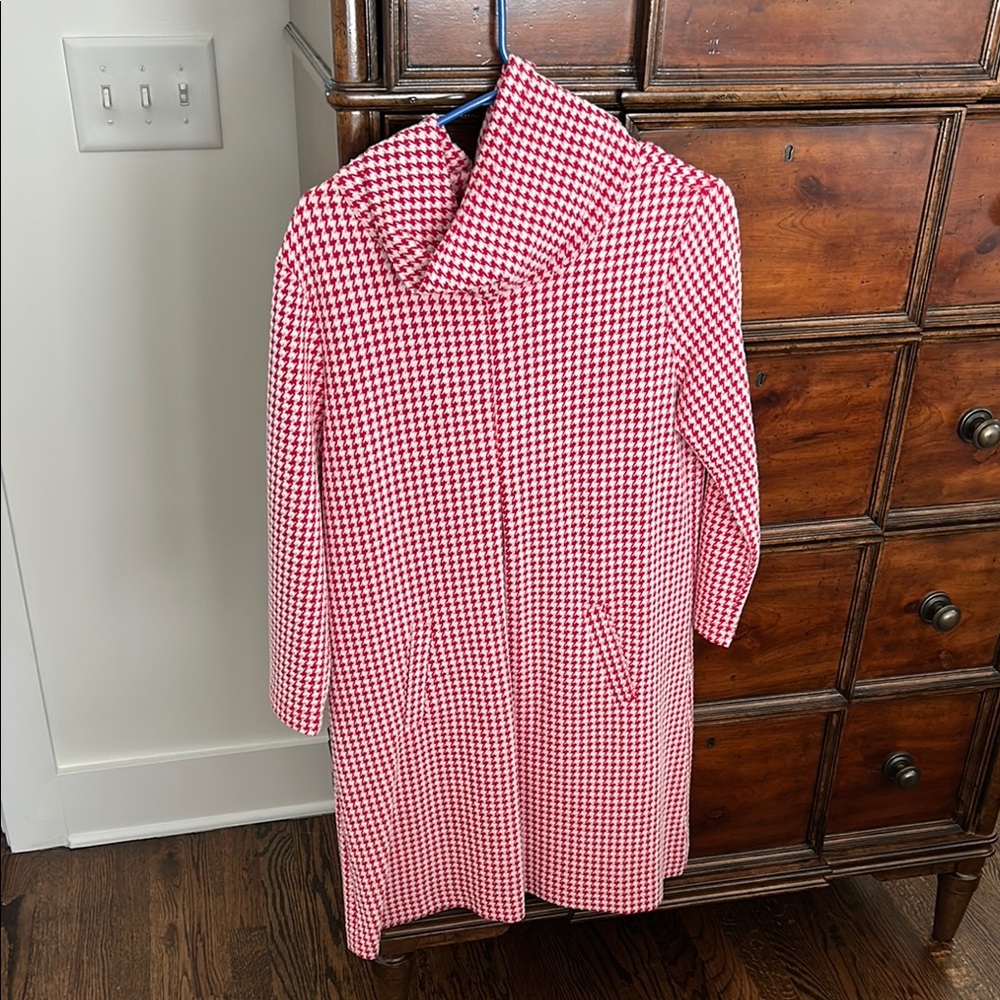 Tyler Boe Red and White Houndstooth Dress